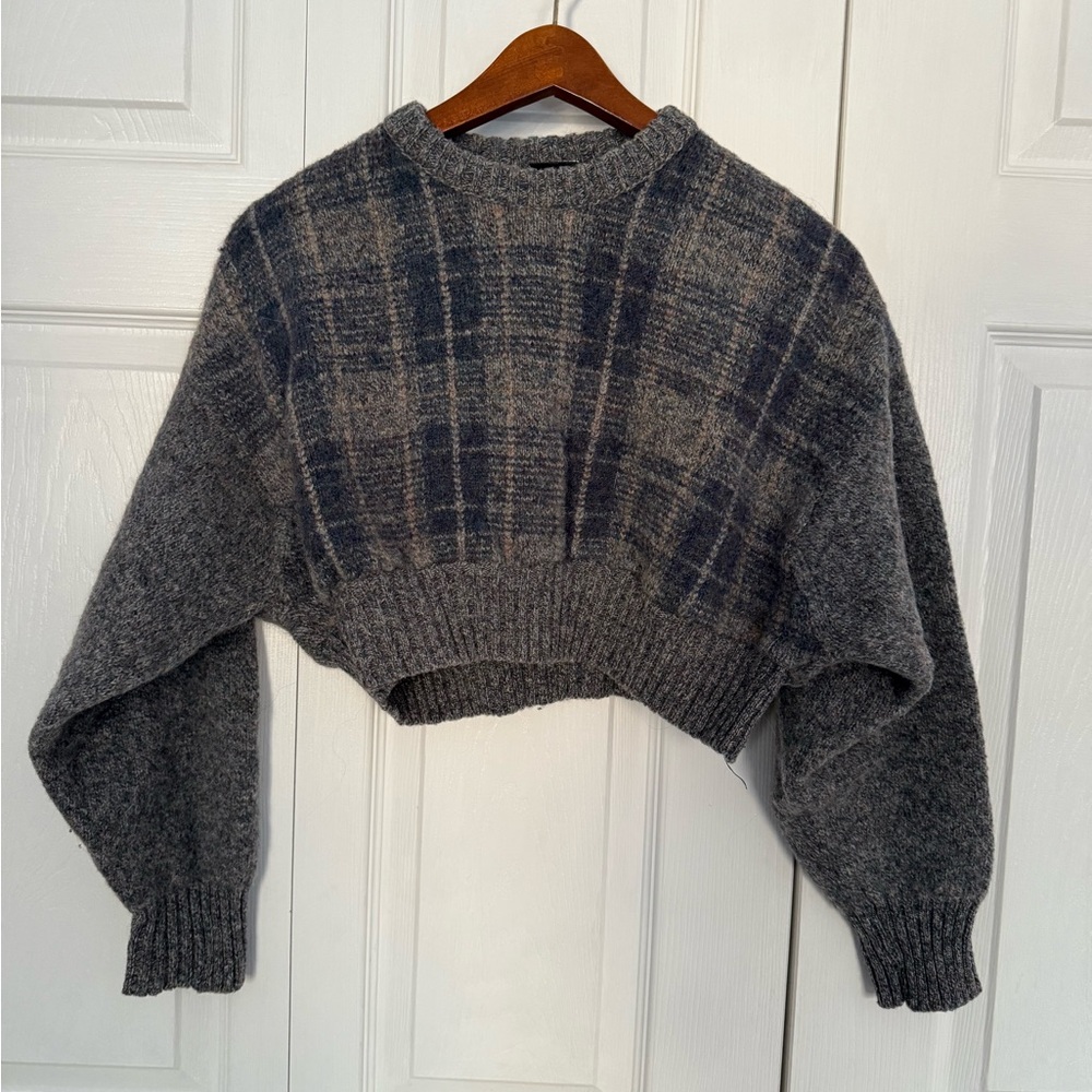 Plaid Gray Women's Sweater
